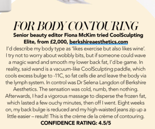 Woman & Home Write Up on CoolSculpting Elite